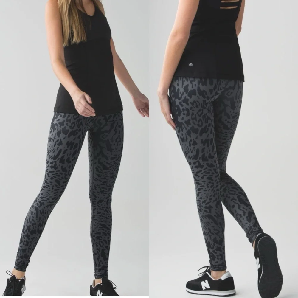 lululemon Wunder Under Pant‎ (Roll Down) Legging Animal Swirl Deep Coal
